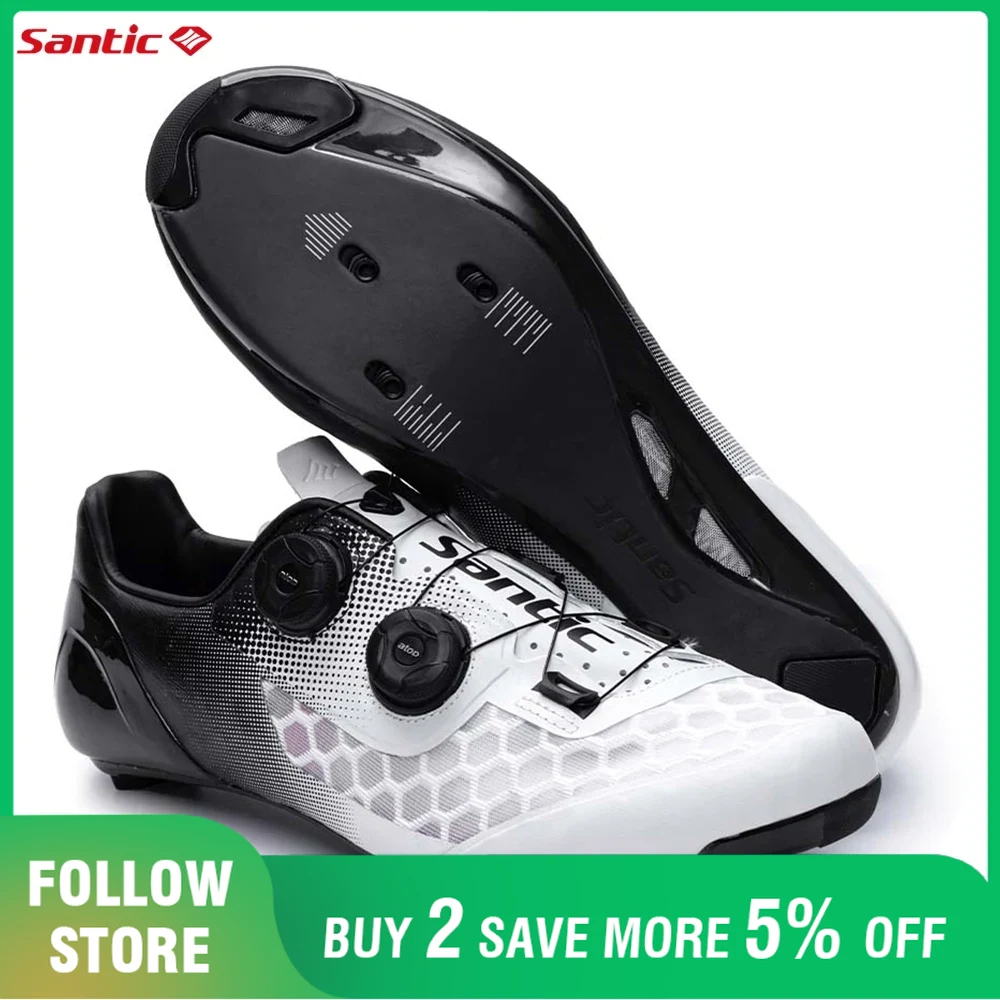 Cycling Shoe Insoles - Santic Heren Fietsschoenen Hardness14 Koolstofvezelzool Auto-Lock