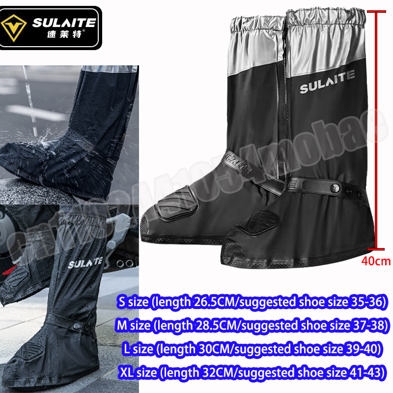 Cycling Gear For Rain - SULAITE Motorregenlaarzen Waterdichte overschoen Reflecterende fietsschoenbescherming